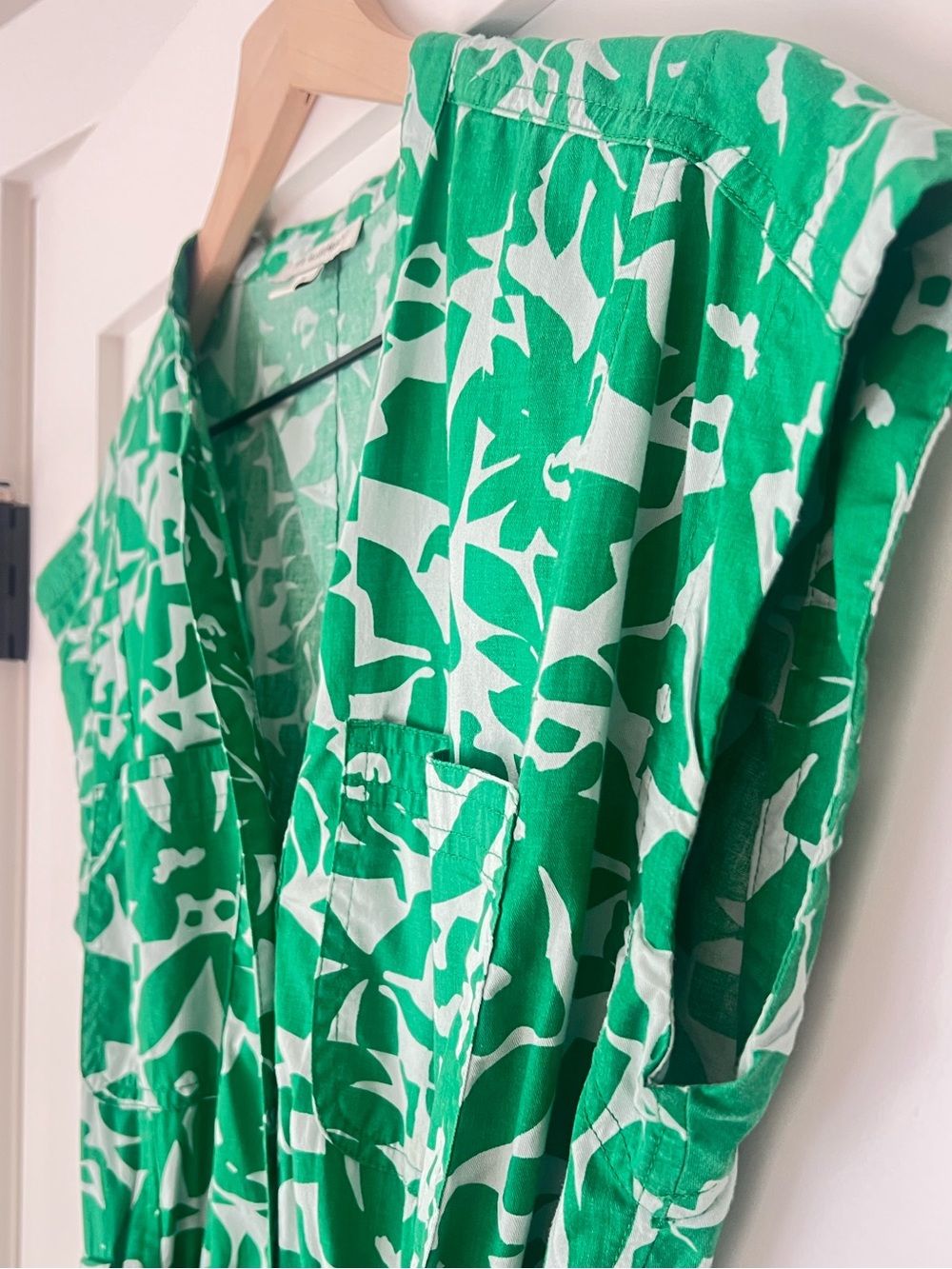 FREE ASSEMBLY | 100% Cotton Green Abstract Midi Shirt Dress S - Picture 3 of 13
